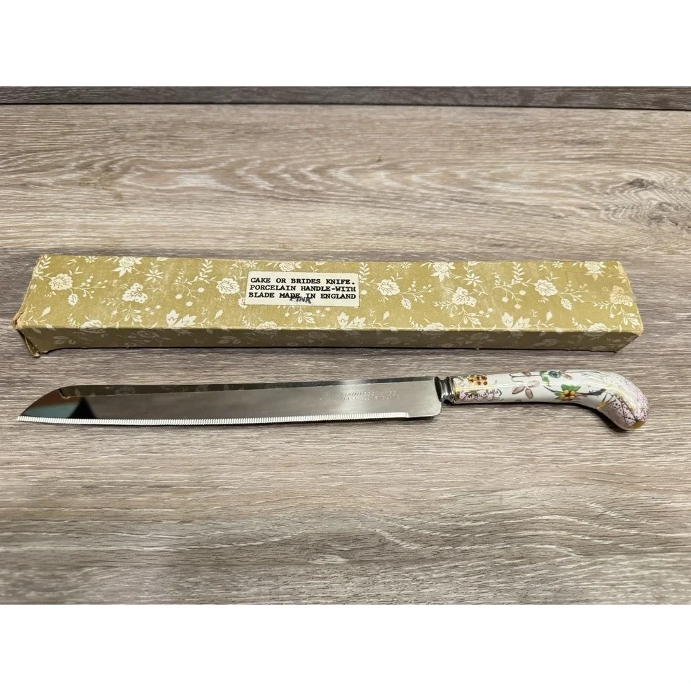 Vintage Sheffield Porcelain Handle Cake Knife brides Knife
